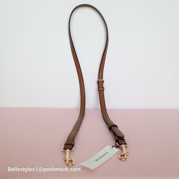 COACH Slim Strap in Refined Calf Leather with Dog-Leash Clip -Brown color⭐ - Picture 6 of 14